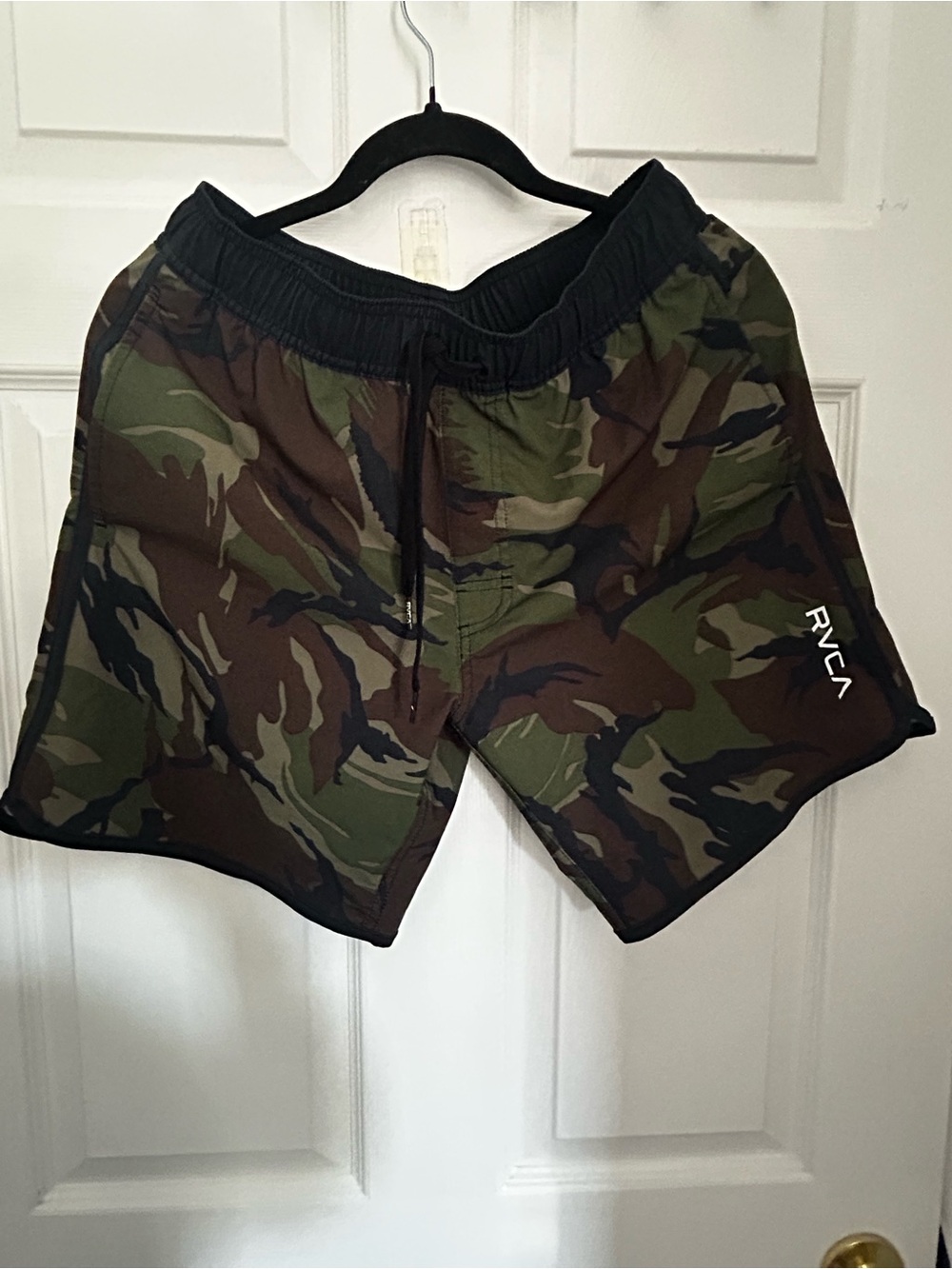 RVCA Men’s Camo Athletic Shorts in Green and Brown
